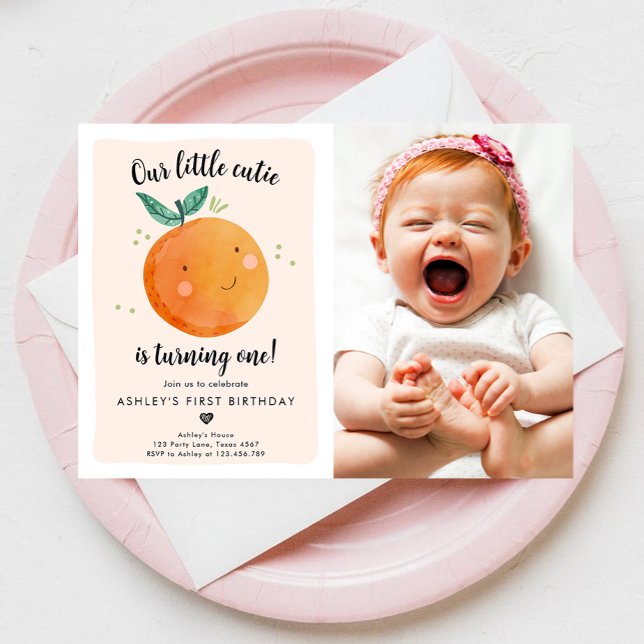 Vår lilla Cutie Clementine-Orange första födelseda Inbjudningar (Skapare uppladdad)