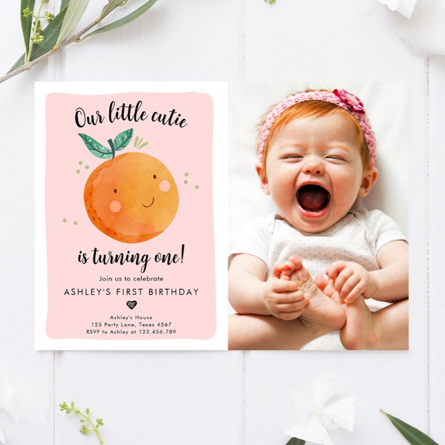 Vår lilla Cutie Clementine-Orange första födelseda Inbjudningar (Skapare uppladdad)