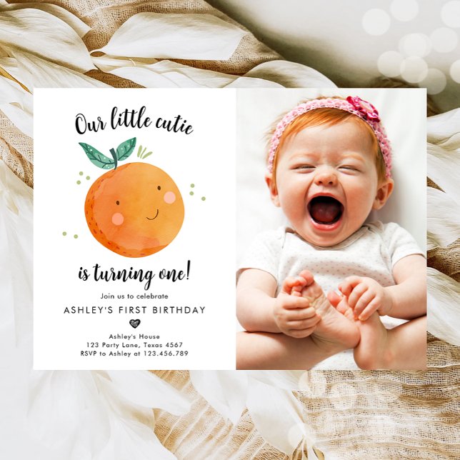 Vår lilla Cutie Clementine-Orange första födelseda Inbjudningar (Skapare uppladdad)
