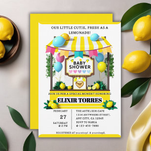 Vår lilla Cutie Lemonade stativ, babyskor Inbjudningar