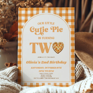 Vår lilla Cutie Paj Retro 2:a födelsedag Party Inbjudningar