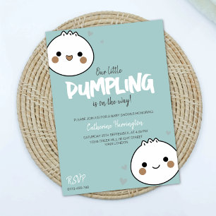 Vår lilla Dumpling Blue Boy Baby Shower Inbjudningar