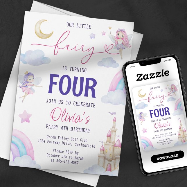 Vår lilla fe magiska festsagan regnbåge inbjudningar (Skapare uppladdad)