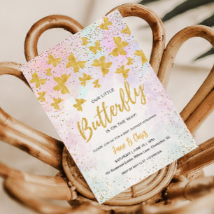 Vår lilla fjäril Guld Glitter Inbjudan