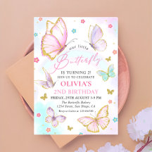 Vår lilla fjäril Pastel Rainbow Girl Birthday