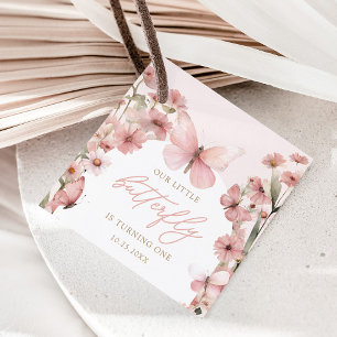 Vår lilla fjäril Rosa Girls Birthday Gåvor Etiketter