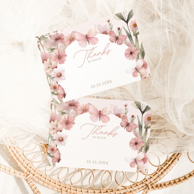 Vår lilla fjäril Rosa Girls Birthday Tack Kort (Skapare uppladdad)