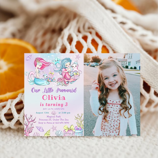 Vår lilla Födelsedagsfest-fotoinbjudan för Sjöjung Inbjudningar (Skapare uppladdad)