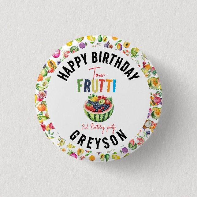 Vår lilla frukt från andra födelsedagen Party Knapp (Framsida)