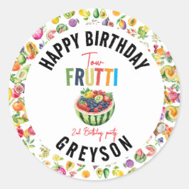 Vår lilla frukt från andra födelsedagen Party Runt Klistermärke