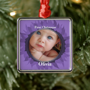 Vår lilla Gerber Baby Photo Ornament - Grape