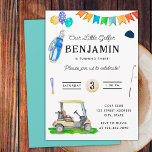 Vår lilla Golfer Blue Cart Hat Kids Golf Birthday Inbjudningar<br><div class="desc">Vår lilla Golfer Blue Cart Hat Kids Golf Birthday-inbjudan är en underbar golf-inbjudan för en barn! Denna golffödelsedag i inbjudan har party,  ballonger,  färgstarka banderoller i party,  golfkarta,  golfbanor,  klubbar,  golf bollar,  golfhatt och golfväska. Lustigt inbjudan till ett golftema för födelsedagsfest.</div>