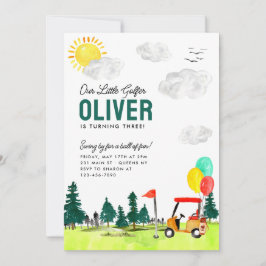 Vår lilla Golfer Cart Swing by Kids Golf Birthday Inbjudningar