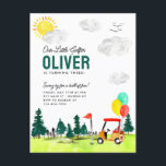 Vår lilla Golfer Cart Swing by Kids Golf Birthday Vykort<br><div class="desc">Vår lilla Golfer Cart Swing by Kids Golf Birthday-inbjudan</div>