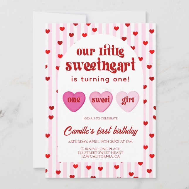 Vår lilla hjärtas alla älsklingar Valentines 1-års Inbjudningar (Framsida)