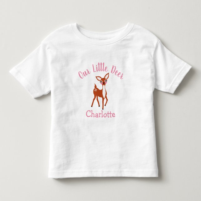 Vår lilla Hjort Cute Rosa Personlig Baby T Shirt (Framsida)