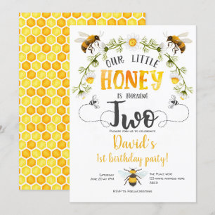 Vår lilla honung, Humla, Bee 2-årsdag Inbjudningar