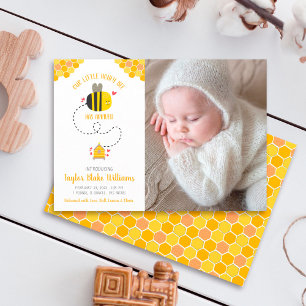 Vår lilla honungsbi Cute Kawaii Baby foto Birth Meddelande