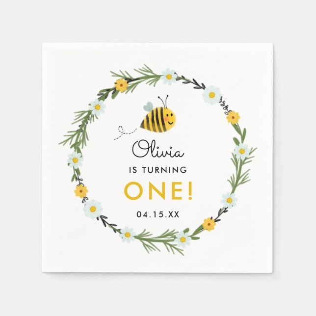 Vår lilla honungsbi första Födelsedagsfest Pappersservett (Framsidan)