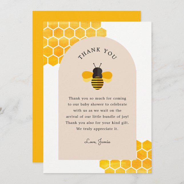 Vår lilla honungsbin Party Tack Inbjudningar (Fram/baksida)