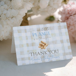 Vår lilla jordnöt Pojken Blue Rutiga Baby Shower Tack Kort