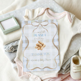 Vår lilla jordnöt Pojken Blue Rutiga Baby Shower Tack Kort