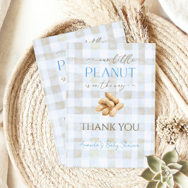 Vår lilla jordnöt Pojken Blue Rutiga Baby Shower Tack Kort