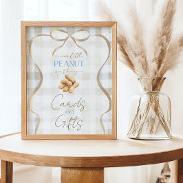 Vår lilla jordnötte pojken blå randig babyfest poster
