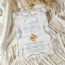 Vår lilla jordnötte Pojken Blue Rutiga Baby Shower