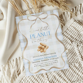 Vår lilla jordnötte Pojken Blue Rutiga Baby Shower Inbjudningar