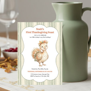 Vår lilla kalkon bebis 1:a Thanksgiving Inbjudningar