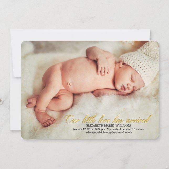 Vår lilla Kärlek har kommit med ett foto-Birth-med Meddelande (Framsida)