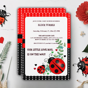 Vår lilla Kärlek Red Black Baby Shower Inbjudningar