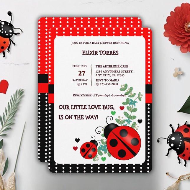 Vår lilla Kärlek Red Black Baby Shower Inbjudningar (Skapare uppladdad)