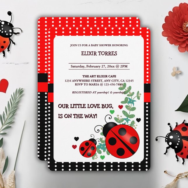 Vår lilla Kärlek Red Black Baby Shower Inbjudningar (Skapare uppladdad)