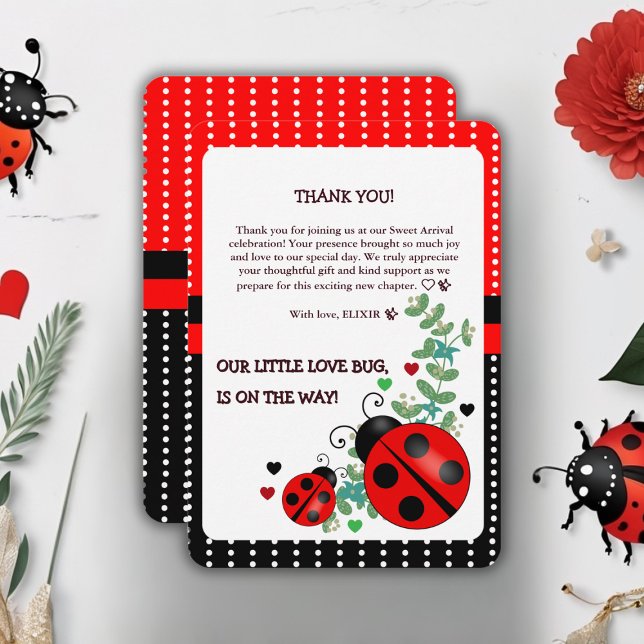 Vår lilla Kärlek Red Black Baby Shower Tack Kort (Skapare uppladdad)