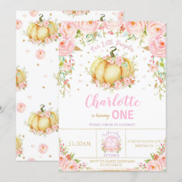 Vår lilla knumpkin 1st First Birthday Girl Blommig Inbjudningar