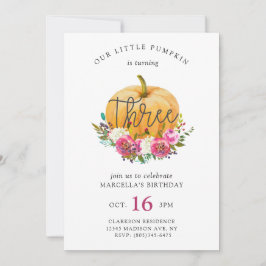Vår lilla knumpkin 3:e födelsedagen inbjudningar
