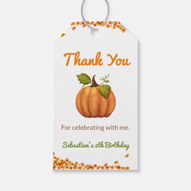 Vår lilla knumpkin Fall Birthday Presentetikett (Framsidan)