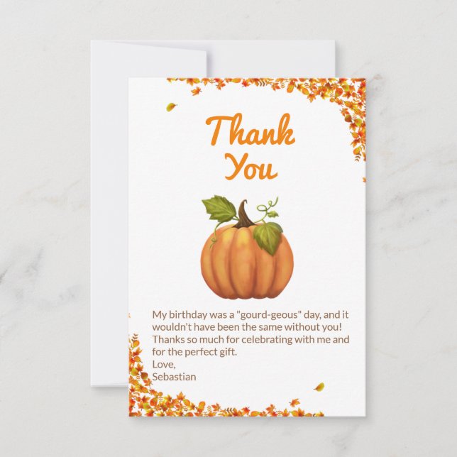 Vår lilla knumpkin Fall Birthday Tack Kort (Framsida)