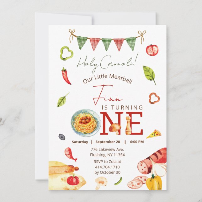 Vår lilla köttboll 1:a födelsedag inbjudningar (Framsida)