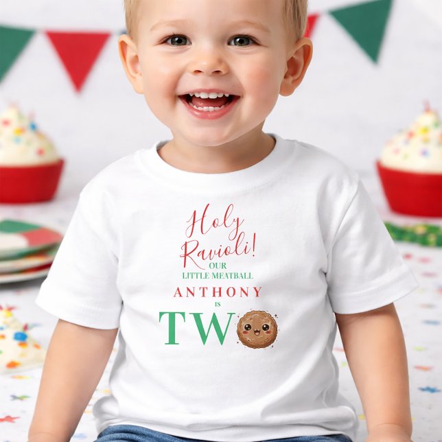 Vår lilla köttbulle är två Andra födelsedagskalase T Shirt (Our Little Meatball is Two Second Birthday Party Toddler T-shirt)
