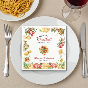 Vår lilla köttbulle italienska mat baby shower pappersservett