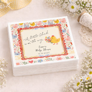Vår lilla kyckling blommig flicka baby shower pappersservett