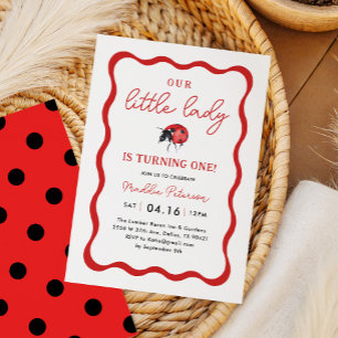 Vår lilla Ladybug-flicka 1:a födelsedagen Party Inbjudningar