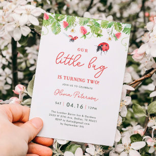 Vår lilla Ladybug Girl-Födelsedagsfest Inbjudningar