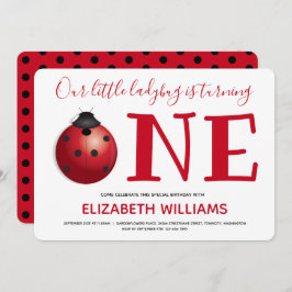 Vår lilla Ladybug Turing en första födelsedag Inbjudningar