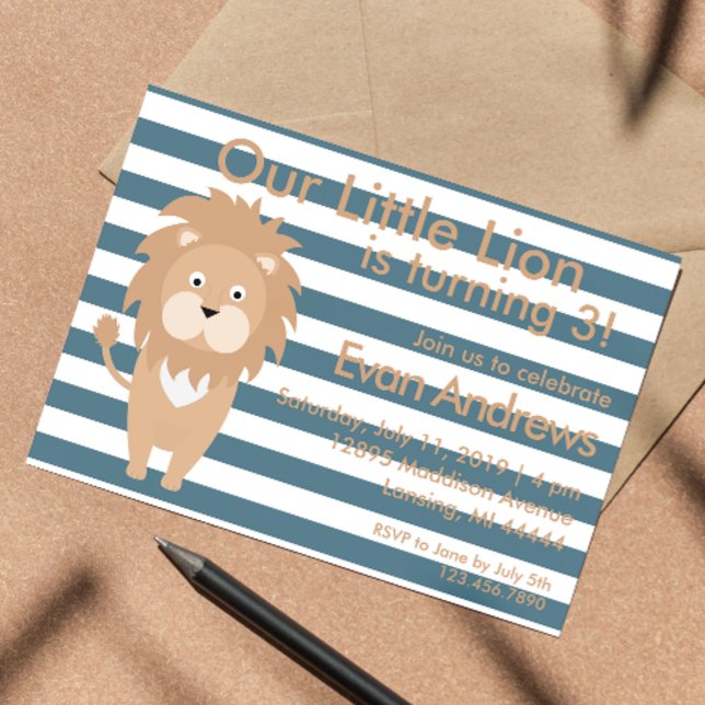 Vår lilla lejona, Lejona födelsedag, djungelfödels Inbjudningar (Skapare uppladdad)