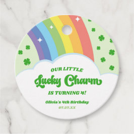 Vår lilla Lucky Charm Rainbow-Födelsedagsfest Gåvor Etiketter