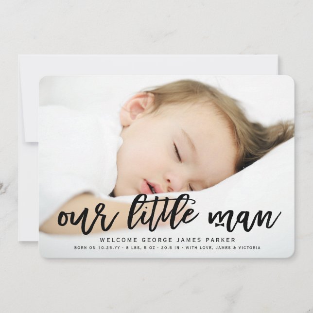 Vår lilla man Pojke födelsemeddelande Meddelande (Framsida)